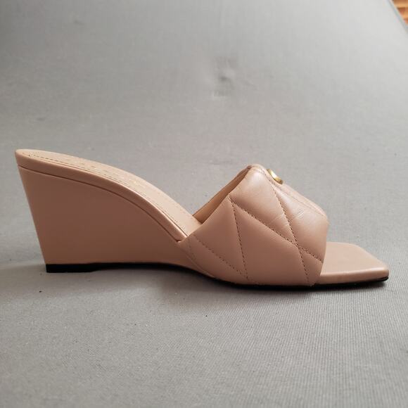 COACH Emma Leather Wedges in Buff Size 7.5 COAH-WZ182 Quilted Tan - Picture 9 of 16